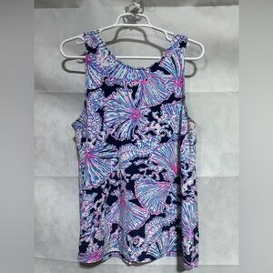 Lilly Pulitzer Women’s L Kristen Criss Cross Printed Multicolor Sleeveless Tank